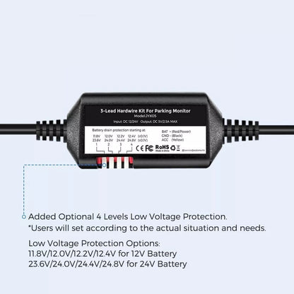 3-Lead Hardwire Kit for 4K Dual Dash Cam Set