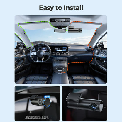 Dual Channel Dashcam - 4K UHD Front + Full HD 1080P Rear