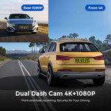 Front & Rear Dual Dashcam Set - 4K UHD + Full HD 1080P