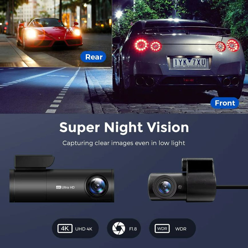 Front & Rear Dual Dashcam Set - 4K UHD + Full HD 1080P