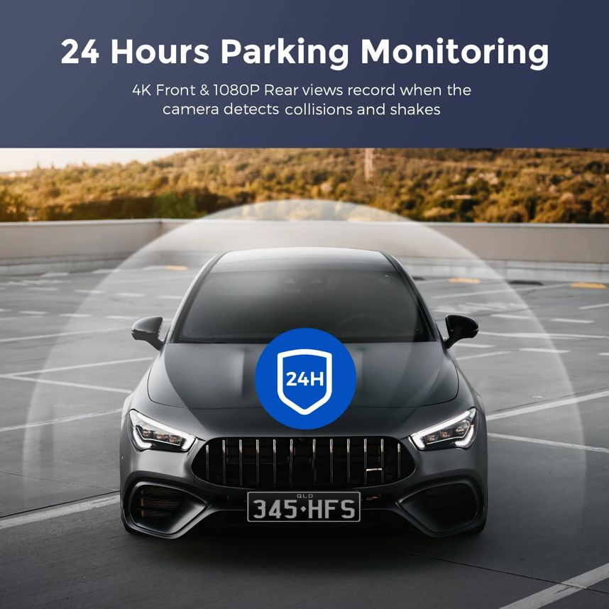 Dual Channel Dashcam - 4K UHD Front + Full HD 1080P Rear