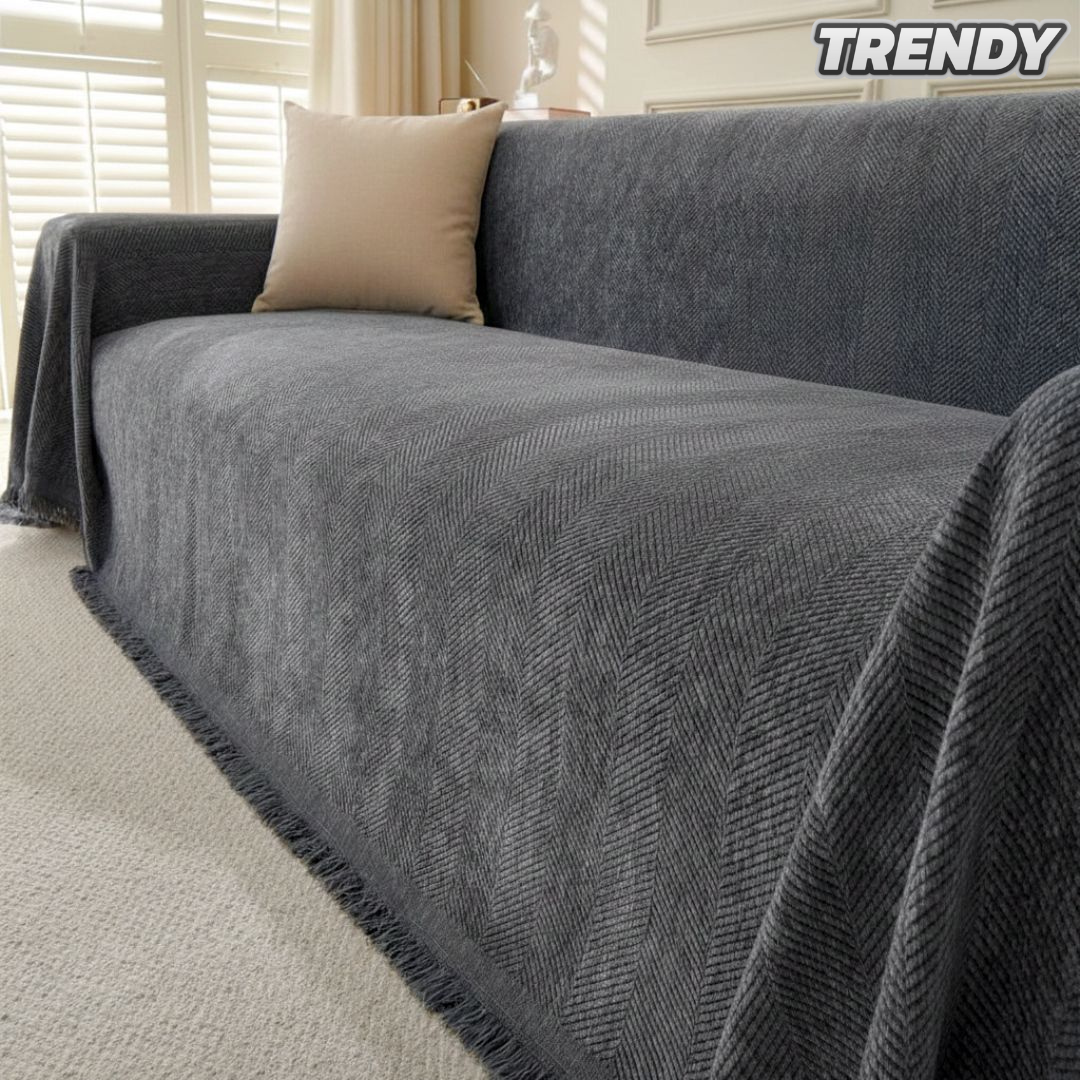 TRENDY® Couch Covers - Soft Chenille Herringbone Pattern (Grey)