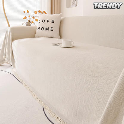 TRENDY Couch Covers Chenille Herringbone Beige fabric