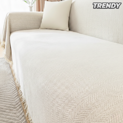 TRENDY Couch Covers Chenille Herringbone Beige fabric