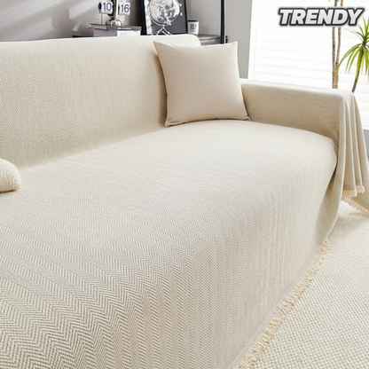 TRENDY Couch Covers Chenille Herringbone Beige fabric