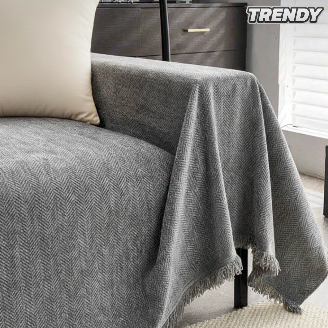 TRENDY® Couch Covers - Soft Chenille Herringbone Pattern (Grey)