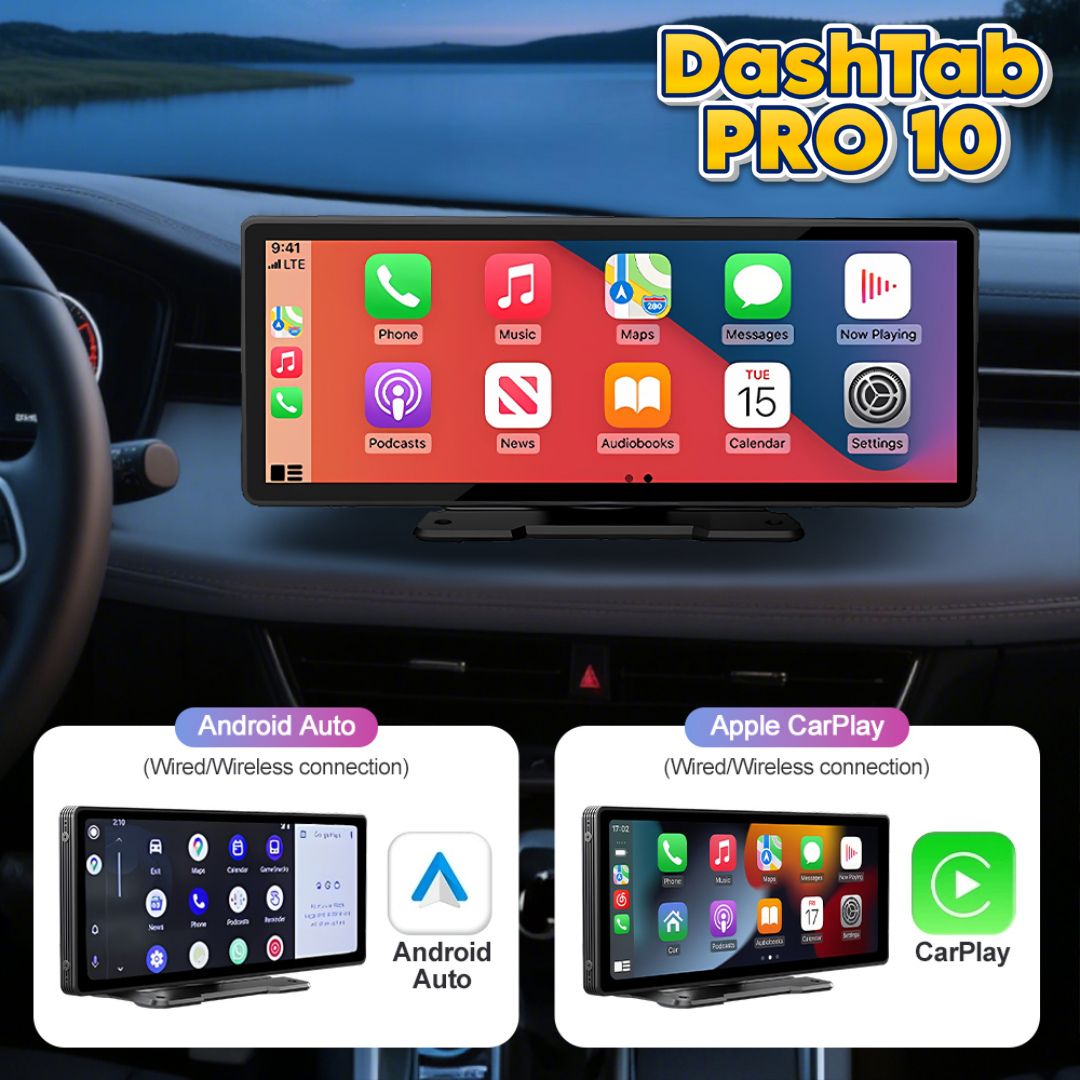 DashTab™ PRO 10 - Car Infotainment Unit + Front Dashcam + Reverse Parking Camera